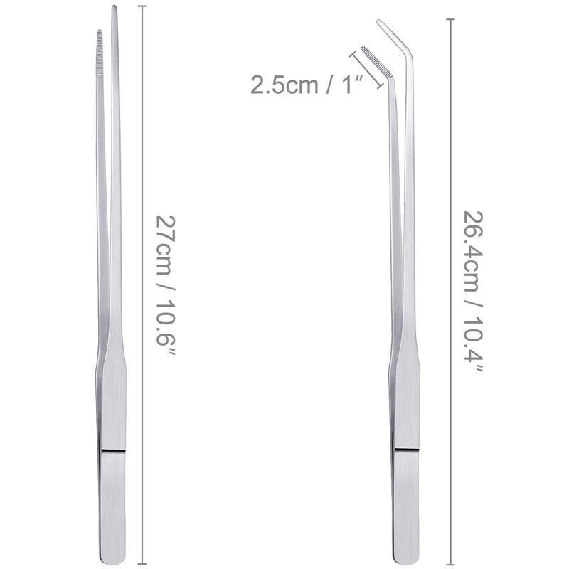 Thyores 3 Pcs Aquarium Tweezers, Stainless Steel Feeding Tongs Straight and Curved Tweezers Set Long Handle Reptile Feeding Tongs for Aquatic Plants Lizards Spider Snakes - Image 2